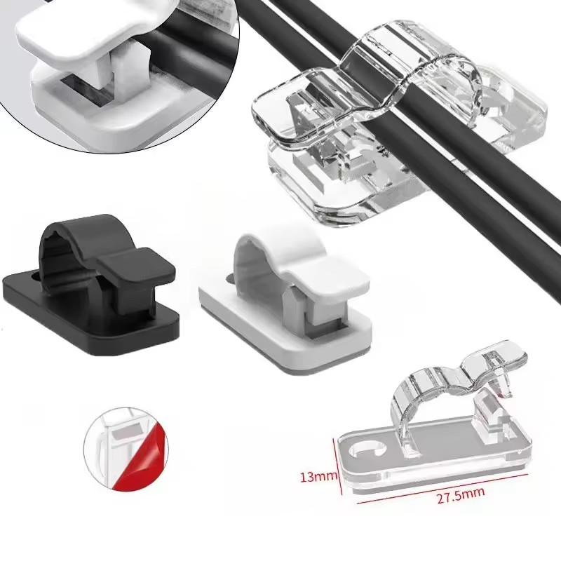 Car Cable Organizer - 自己粘着式ケーブルクリップ、コード整理用、配線整理用、デスク周りの整理整頓に、家庭やオフィス、車内でのケーブル管理に最適。