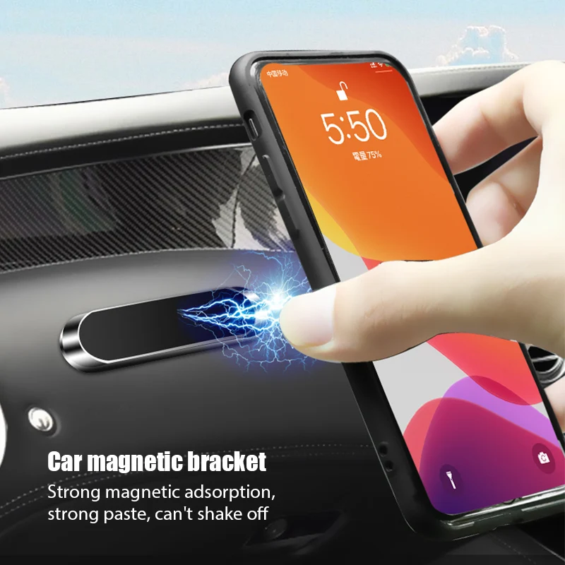 Car Phone Holder - 磁力式カーフォンホルダー、回転可能なミニストリップ型スタンド、強力な磁石を使用したGPSカーマウント。iPhone 16、Xiaomi、Huawei、Samsungに対応。