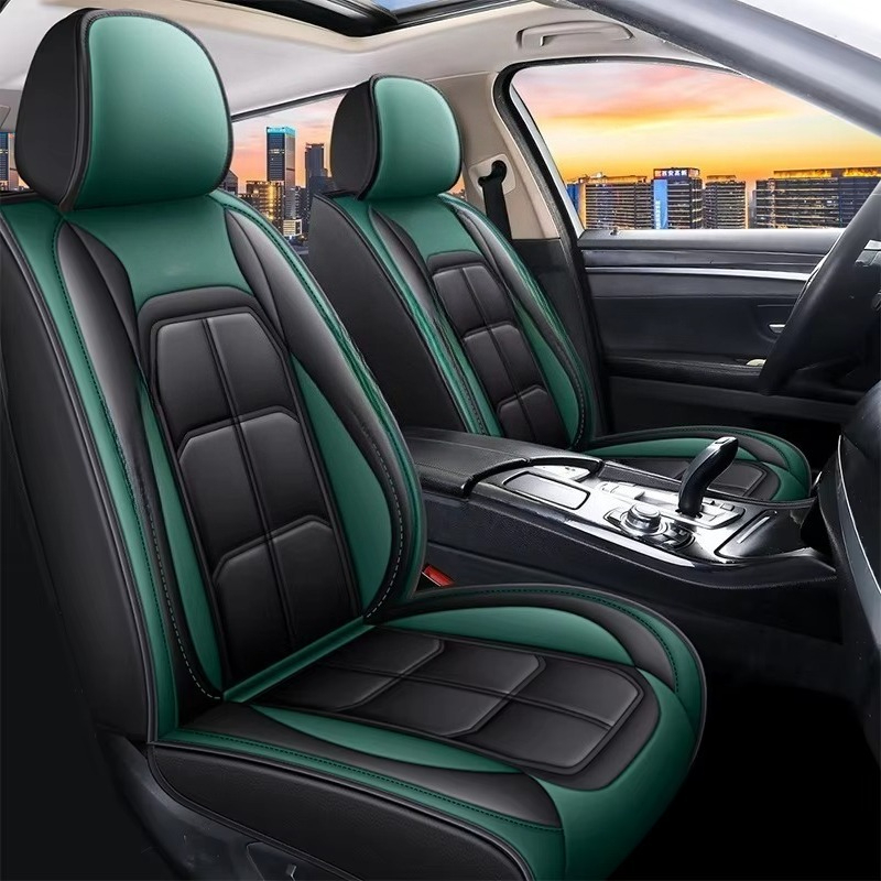 Car Seat Cover - ユニバーサルカーシートカバーパッケージ スポーツプロテクティブPUレザー ファイブシーズンズ フロントクッションシートカバー 車内用 夏用