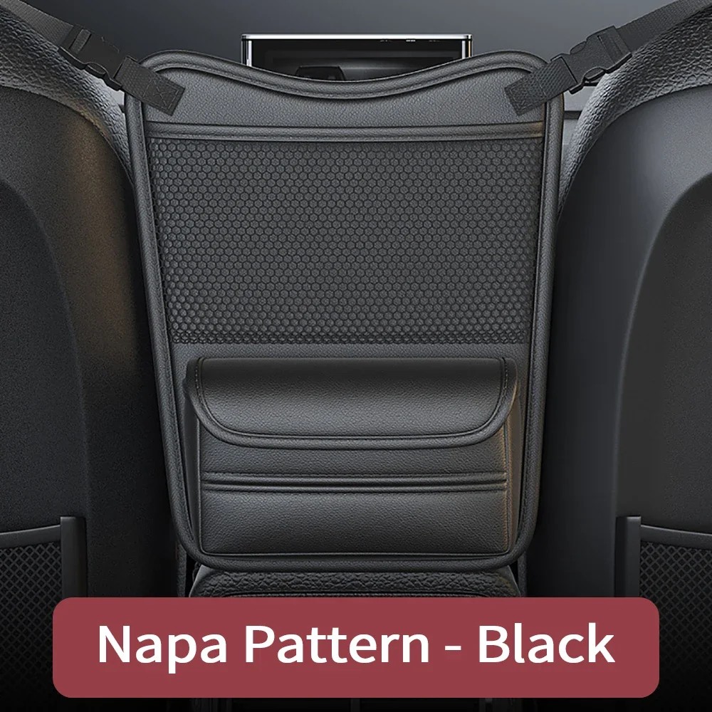 Car Phone Holder - 多機能カー収納ポケット。シート間のスペースに設置可能。PUレザー製で、ハンドバッグや携帯電話、ティッシュなどを収納できる。車内アクセサリー。