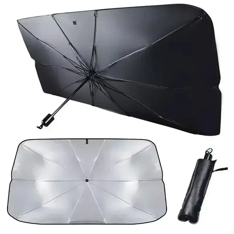 Windshield Sun Shade - 車のフロントガラス用サンシェード、折りたたみ式傘型日よけ、UVカット・断熱携帯用プロテクター、パラソル