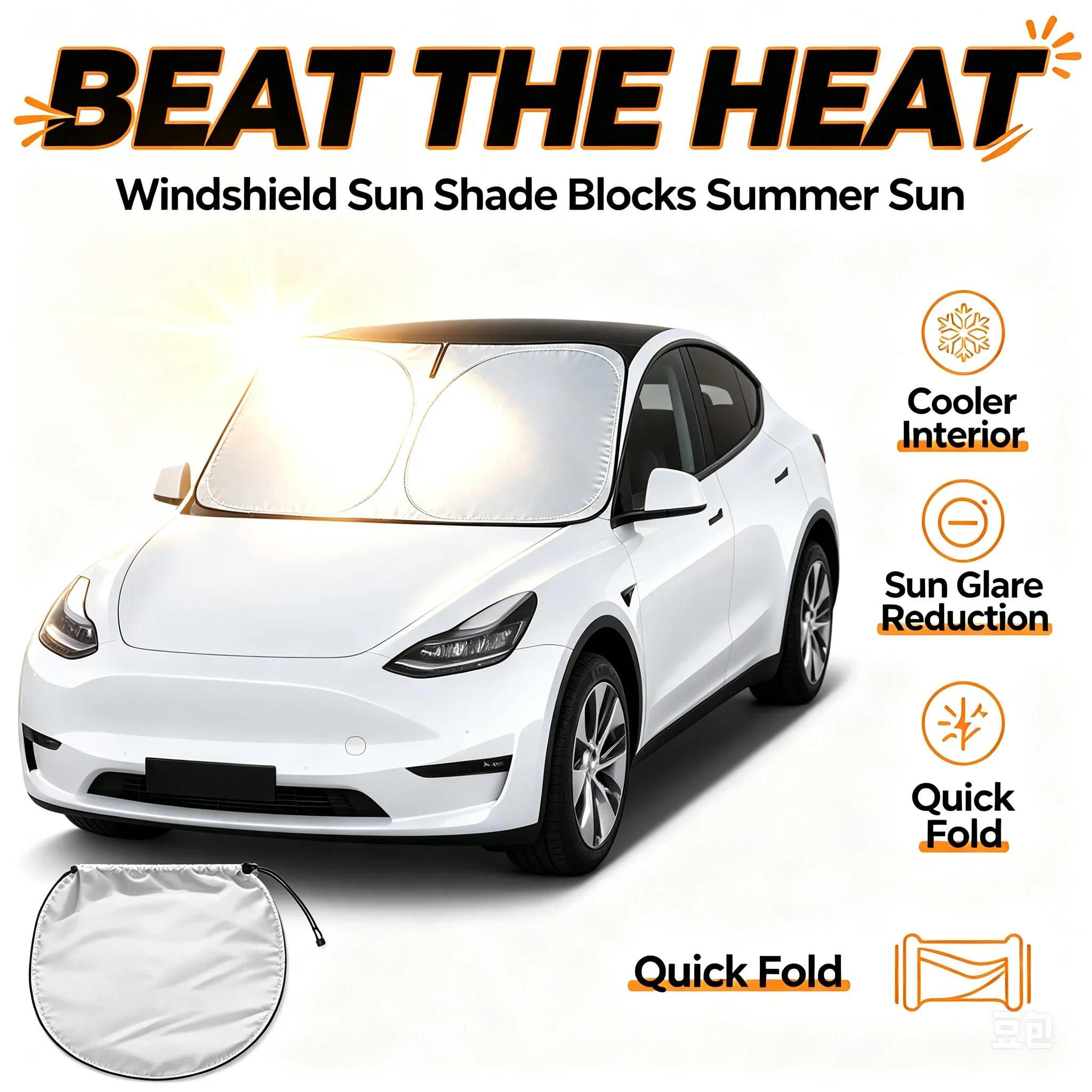 車のフロントガラス用折りたたみ式サンシェードカバー - UV - Windshield Sun Shade のレビューと価格