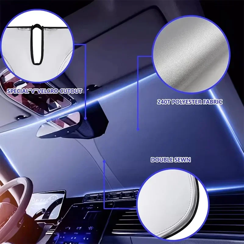 車のフロントガラス用折りたたみ式サンシェードカバー - UV - Windshield Sun Shade のレビューと価格