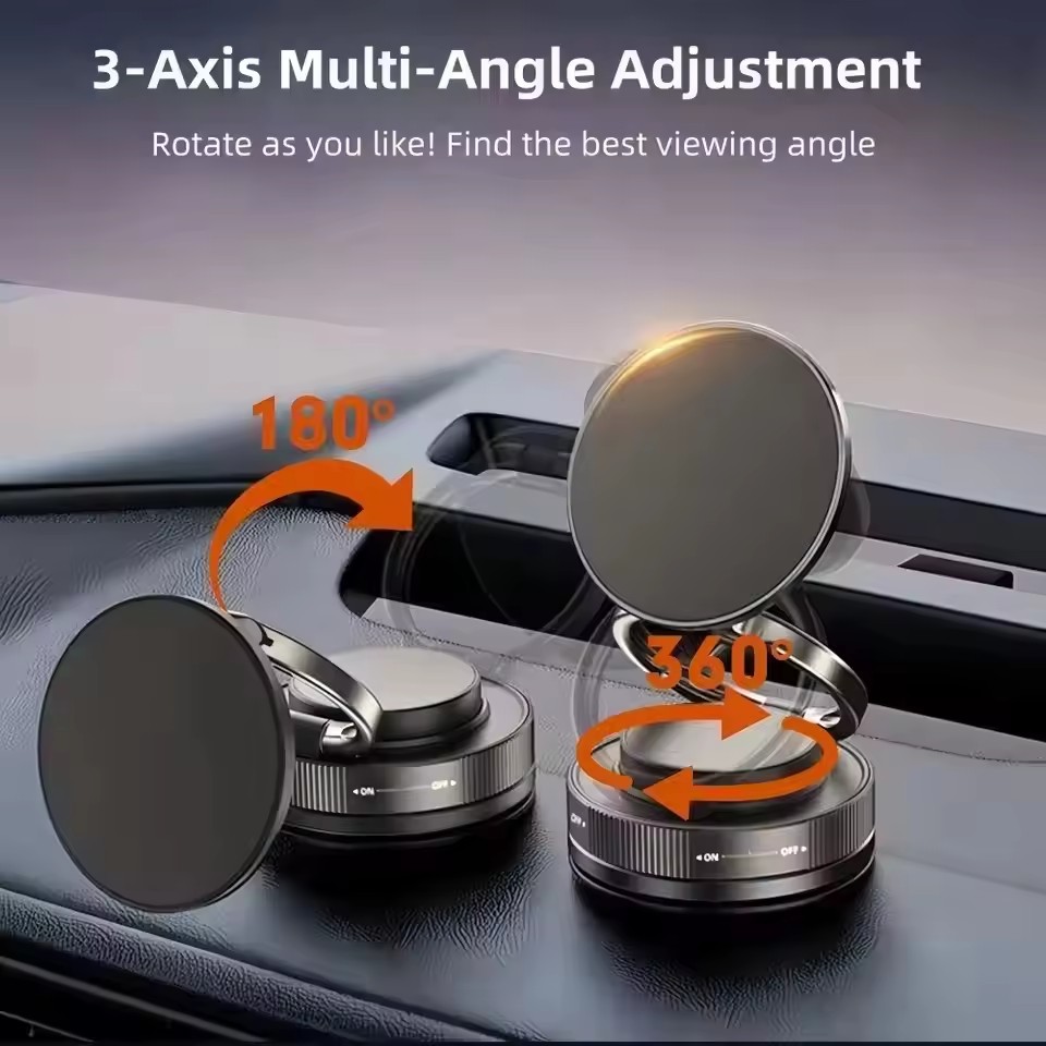 車載用スマートフォン磁石吸着スタンド、機械式真空吸盤、360 - Car Vacuum のレビューと価格