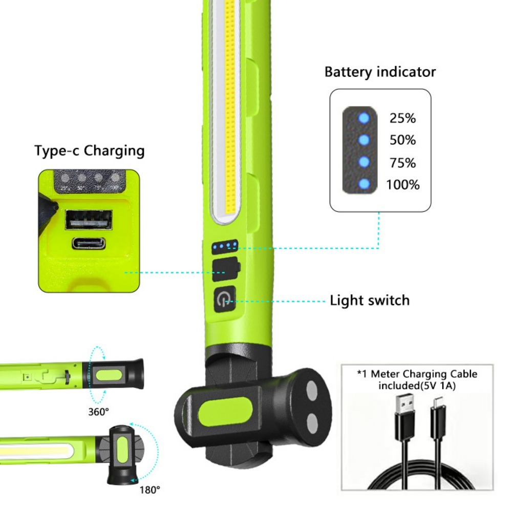COB LED ワークライト充電式アンダーフード作業灯フック - Car Led Light のレビューと価格