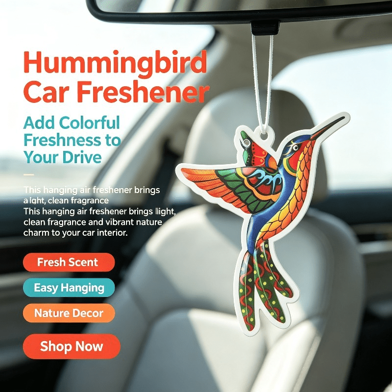 車用芳香剤 カラフルなハチドリの吊り下げ式芳香カード 車内装 - Car Air Freshener のレビューと価格